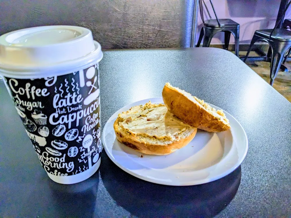 Bagel with Veggie Cream Cheese Hot Chai with Spiced Brown Sugar Syrup